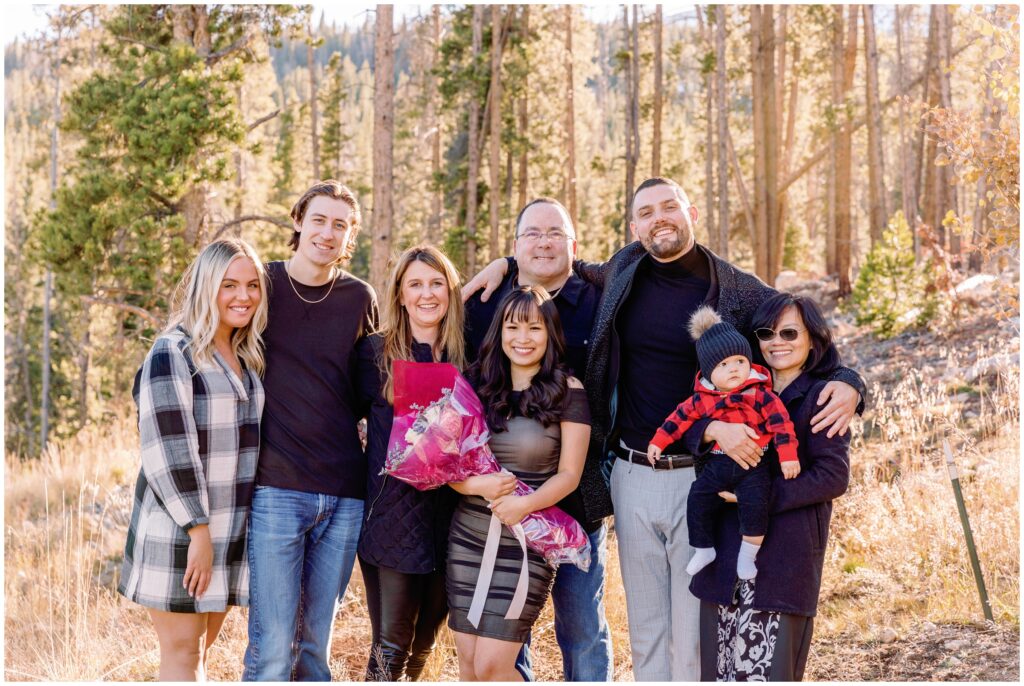 Family session in trees of Vail Mountain